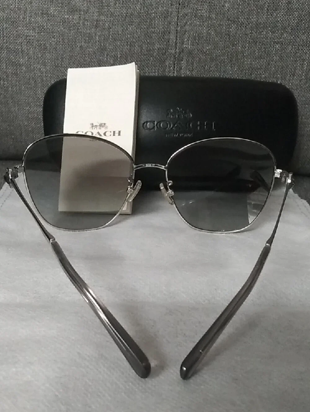 COACH Woman's Silver Frame with Gray Gradient Lenses Sunglasses